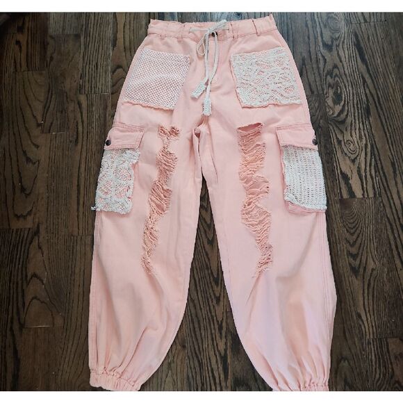 POL Peach Cargo Lace Pants Size S NWOT - Picture 2 of 5